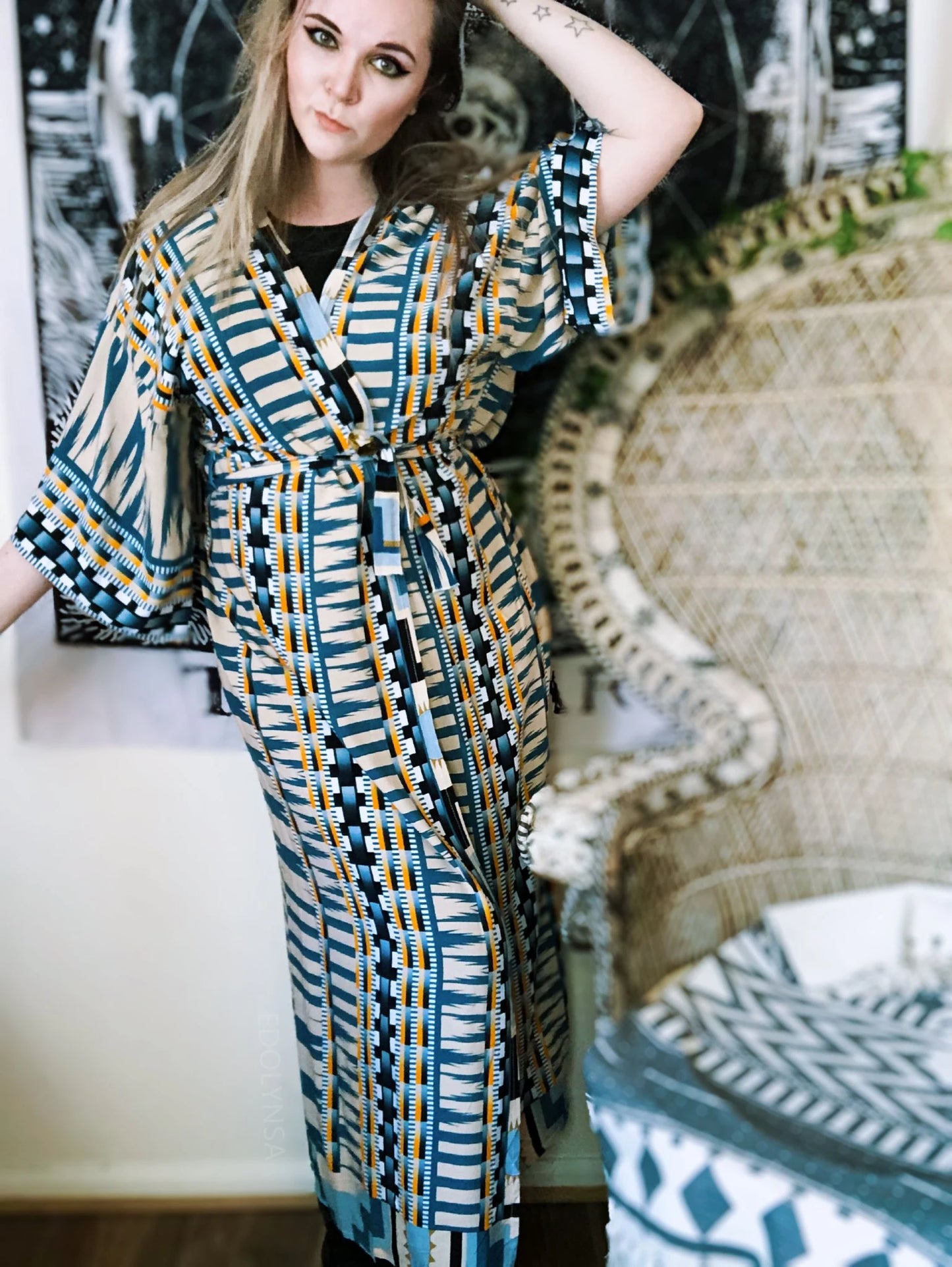 Bohemian Printed Kimono Dress