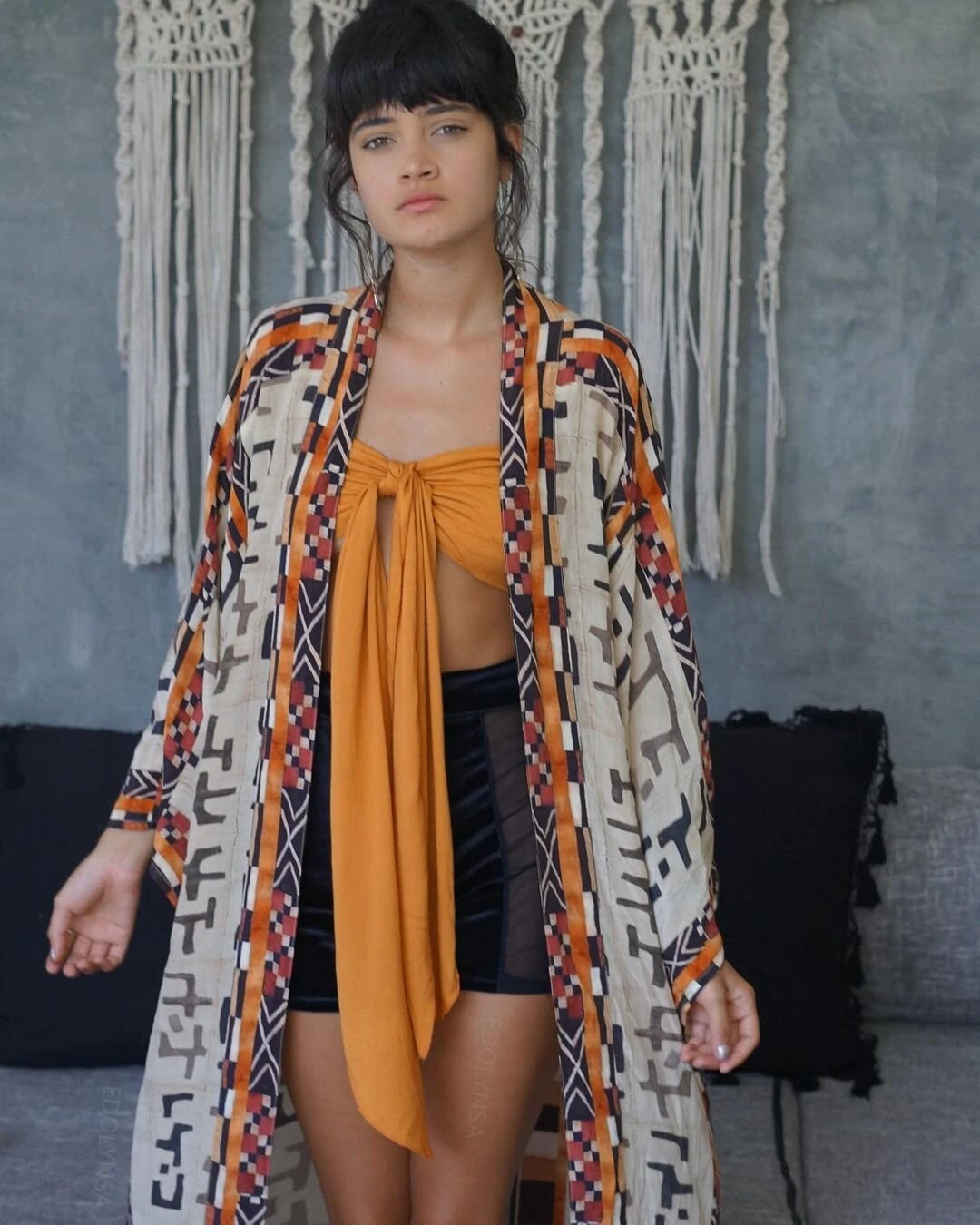Bohemian Printed Kimono Dress