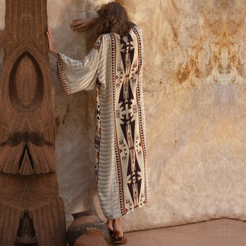 Bohemian Printed Kimono Dress