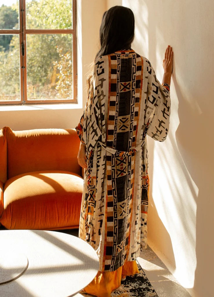 Bohemian Printed Kimono Dress