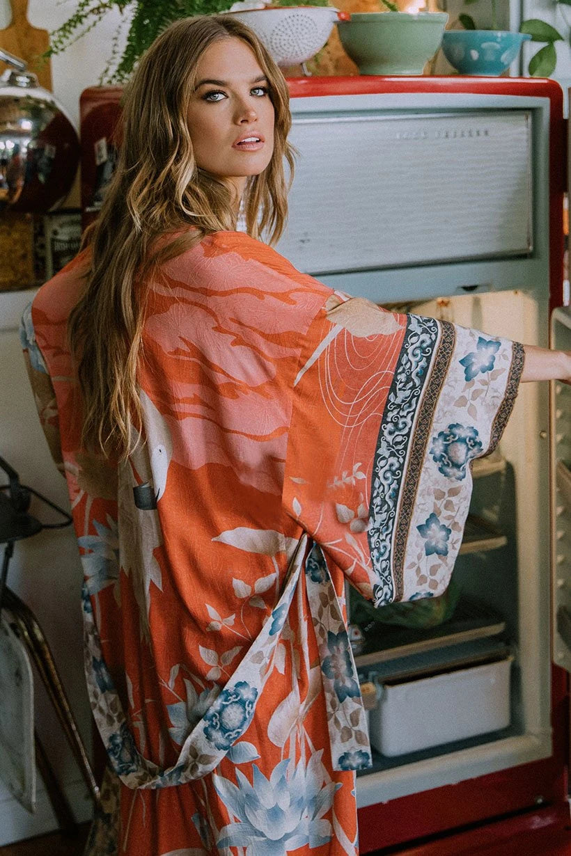 Bohemian Printed Kimono Dress