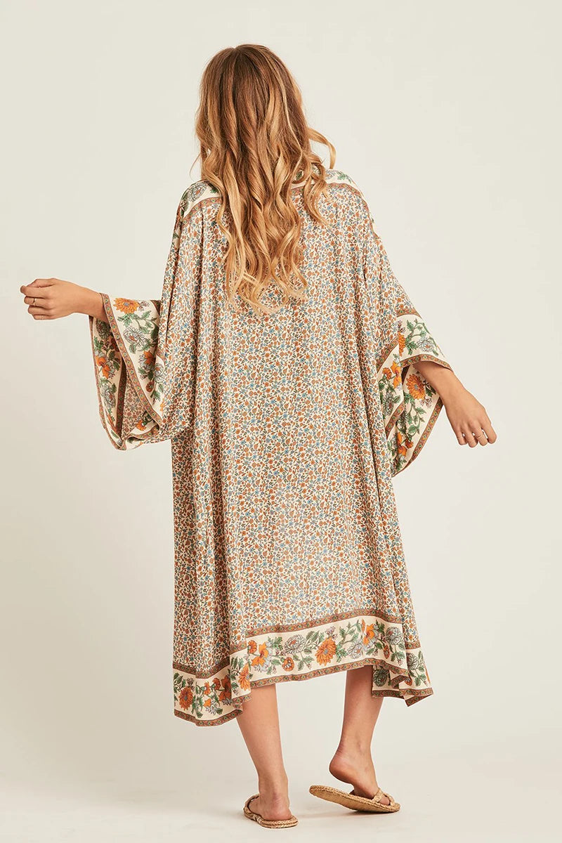 Bohemian Printed Kimono Dress