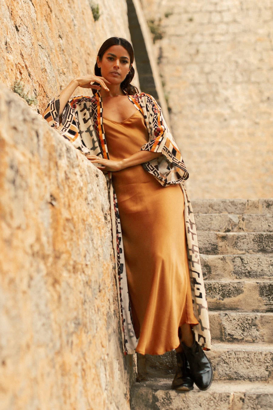 Bohemian Printed Kimono Dress