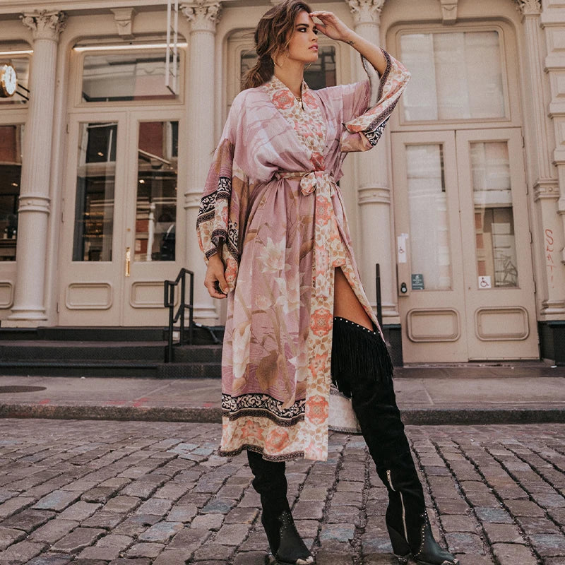 Bohemian Printed Kimono Dress