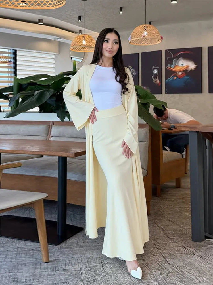 Skirt & Long Cardigan Outfit