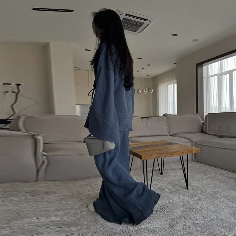 Loose Maxi Skirt Kimono Outfit
