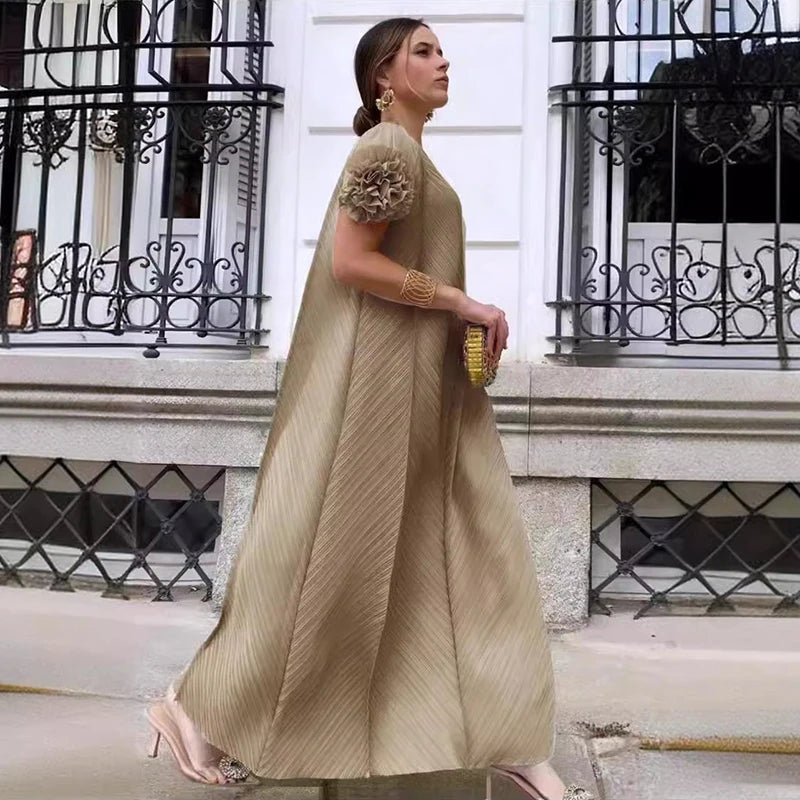 Maxi Dress Mesh Petal Sleeve