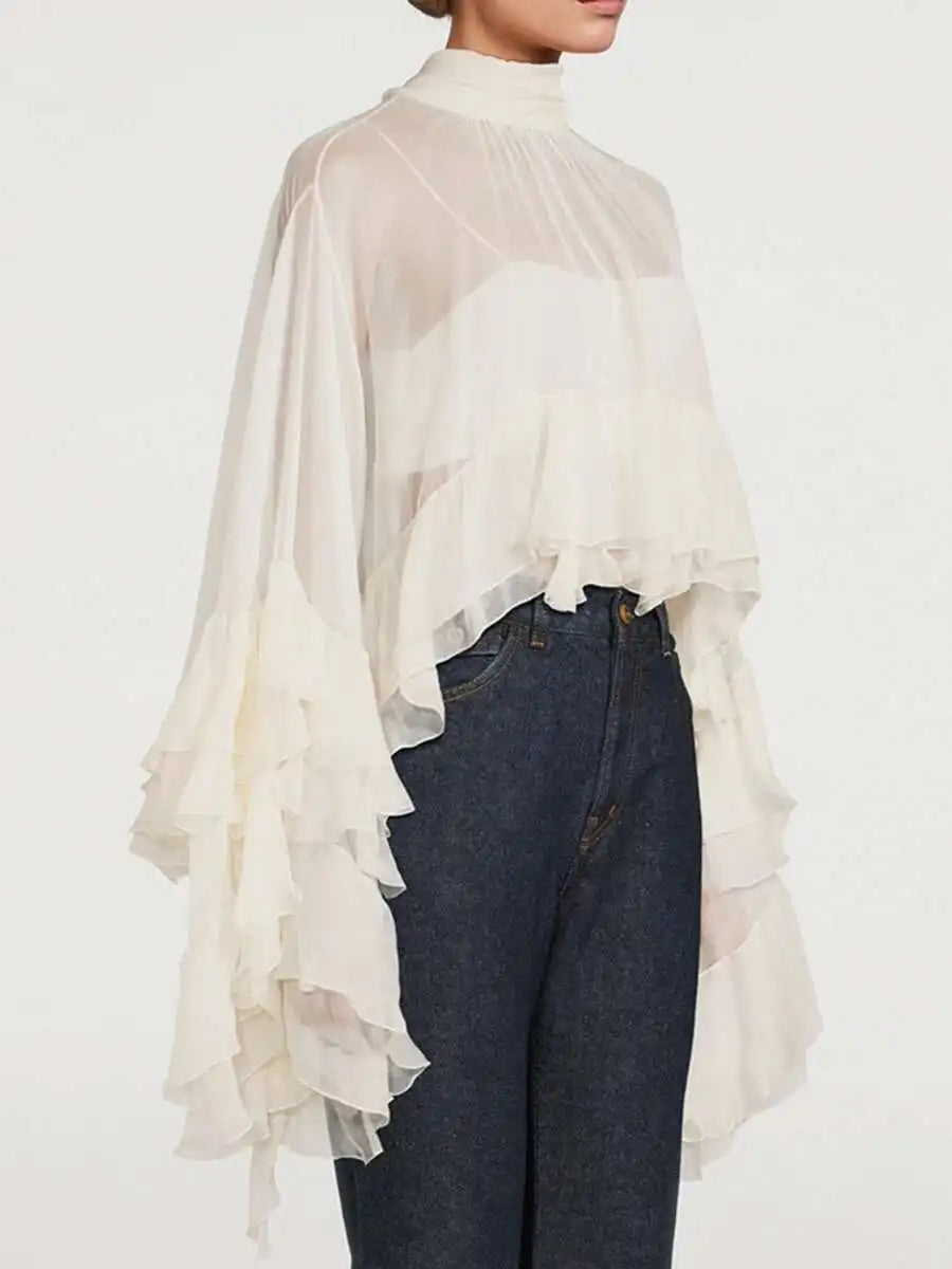 Ruffles Loose Blouses T Shirts