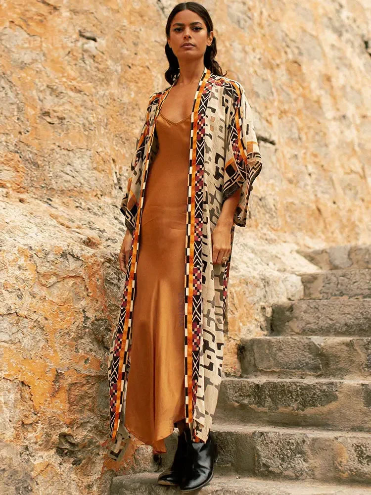 Bohemian Printed Kimono Dress