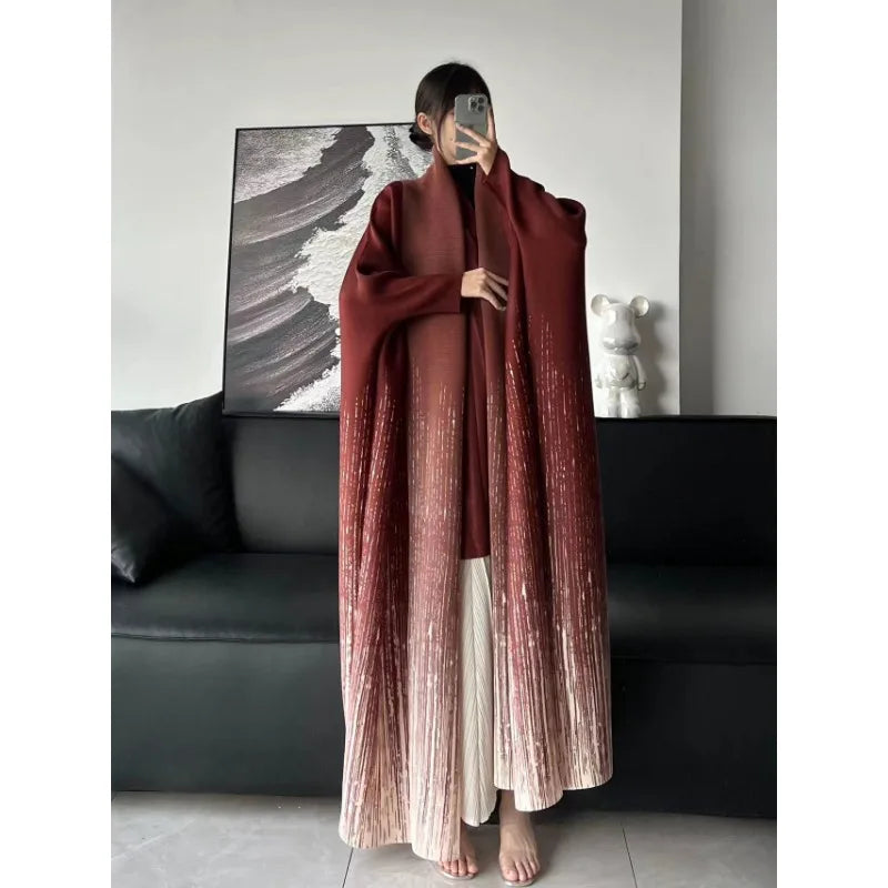 Pleated Loose Trench Coat Abaya