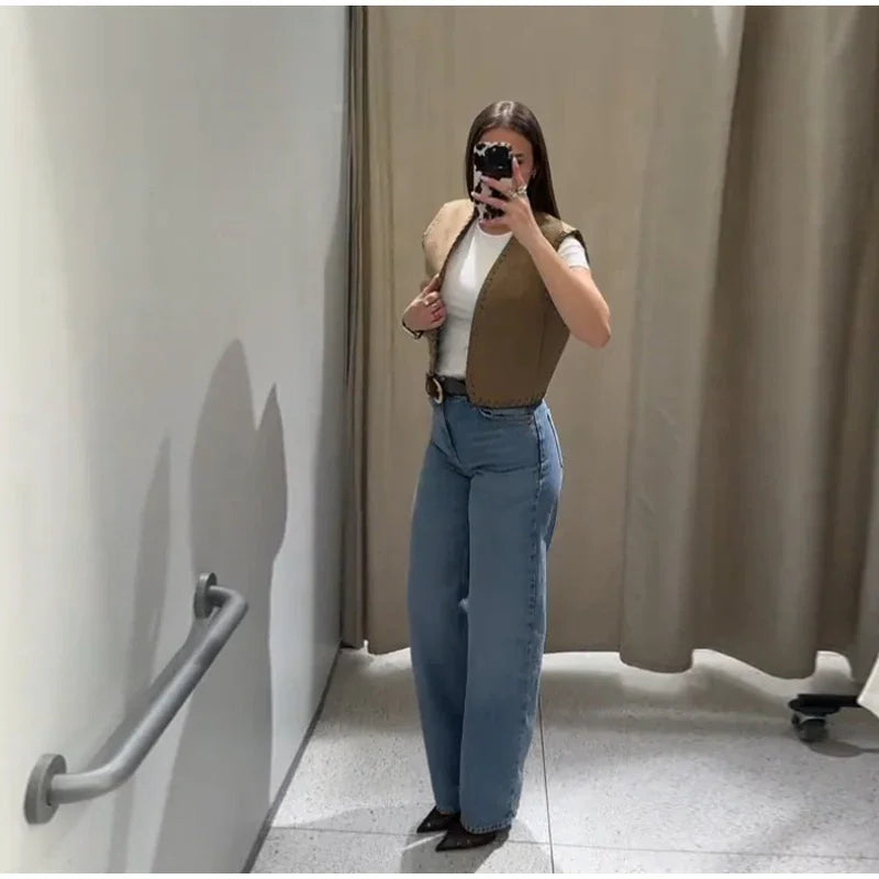 Ruffles Vest Shirt Mini Skirt 3 Pieces Set