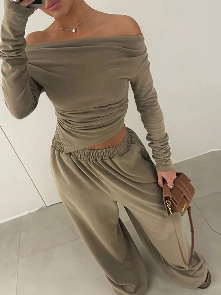 Tops Loose Elastic Wide Leg Pants Outfit