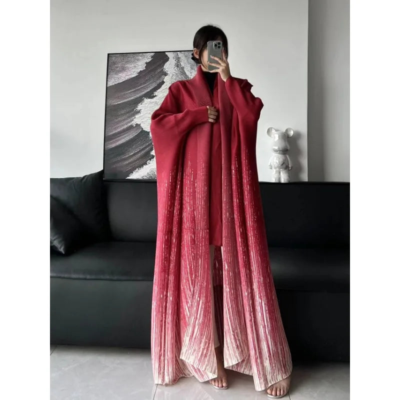 Pleated Loose Trench Coat Abaya