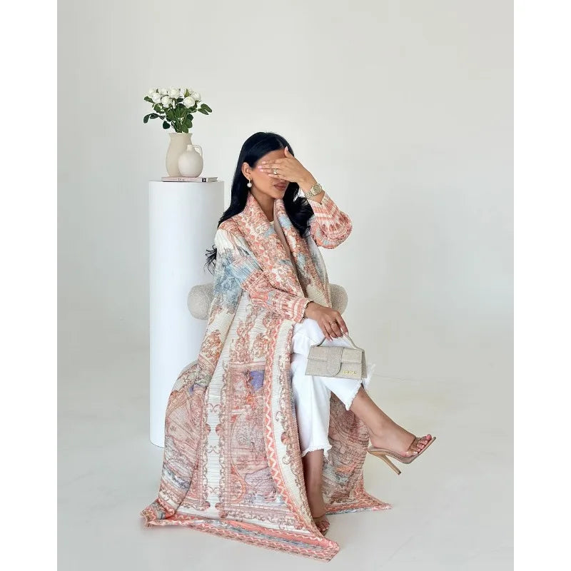 Trench Coat Printed Luxury Abaya