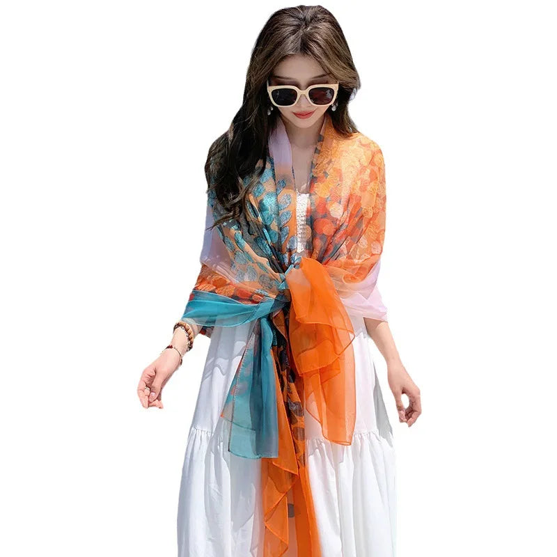 Thin Transparent Sunscreen Scarf Large Shawl Sarong