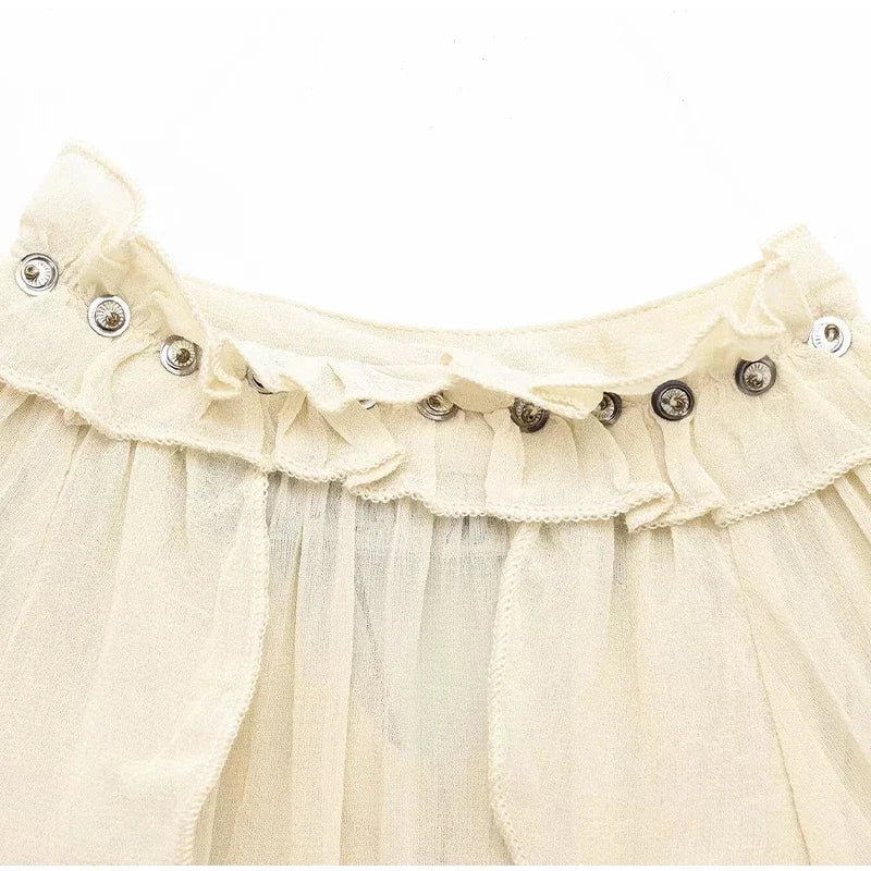 Ruffles Vest Shirt Mini Skirt 3 Pieces Set