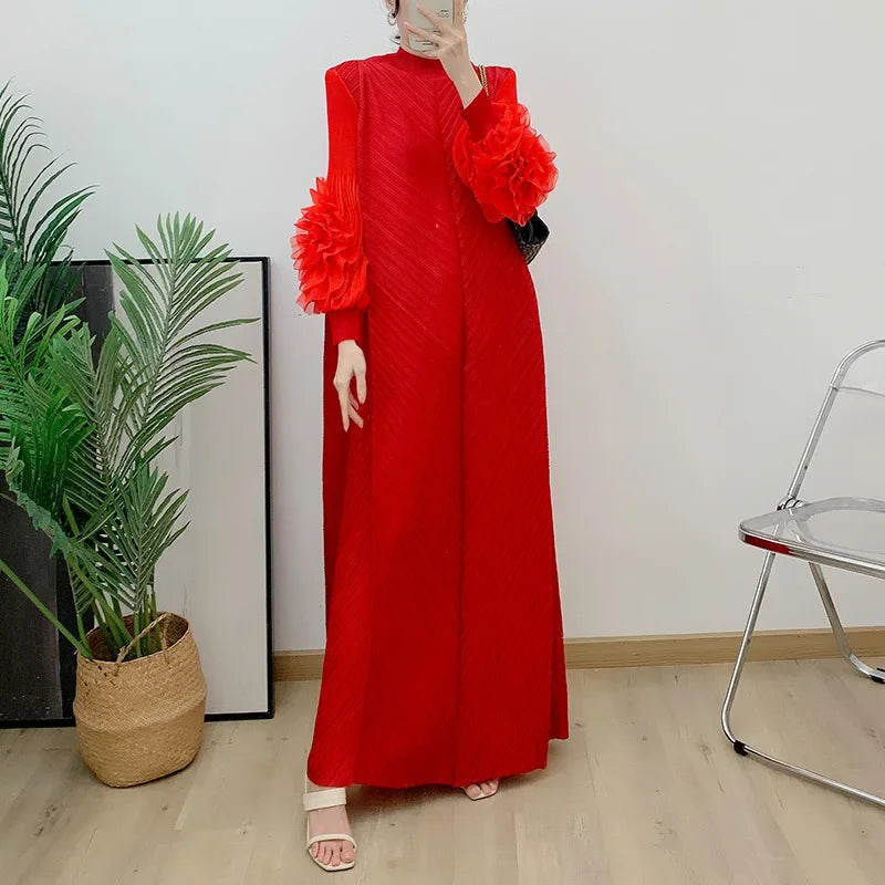 Maxi Dress Mesh Petal Sleeve