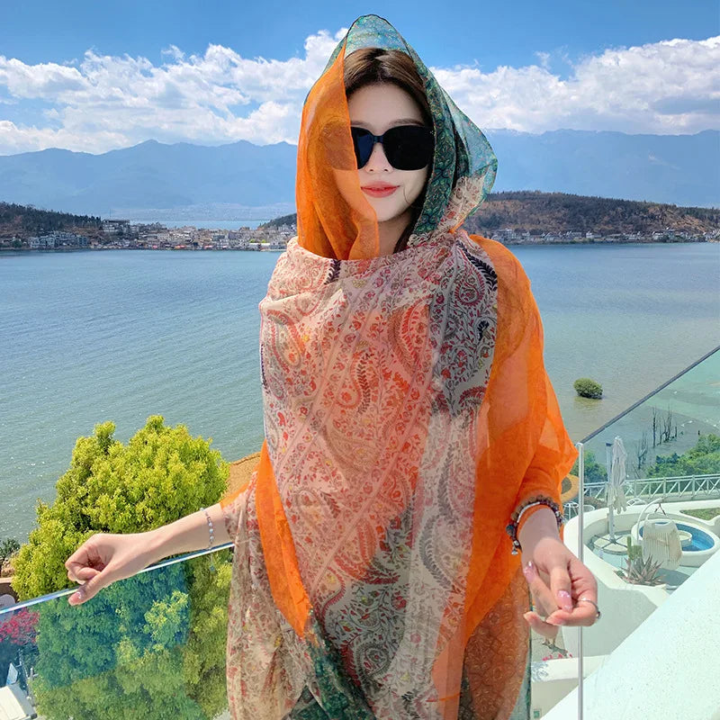 Thin Transparent Sunscreen Scarf Large Shawl Sarong