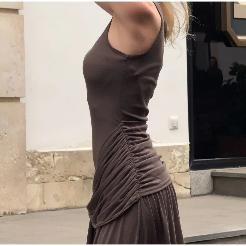 Pleated Long Robe Bodycon