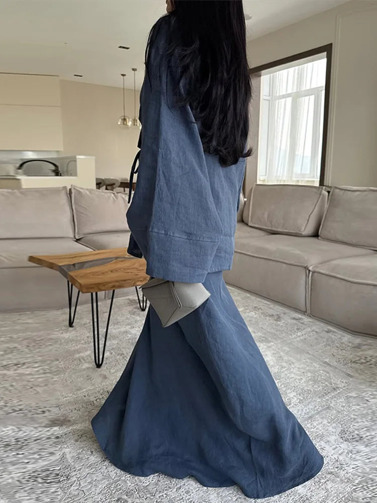 Loose Maxi Skirt Kimono Outfit