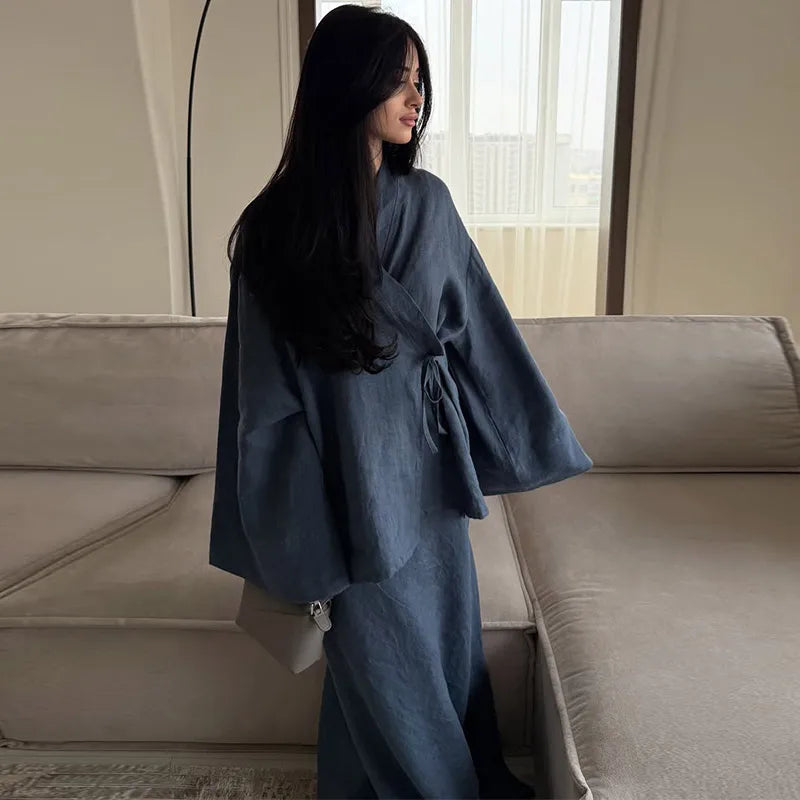 Loose Maxi Skirt Kimono Outfit