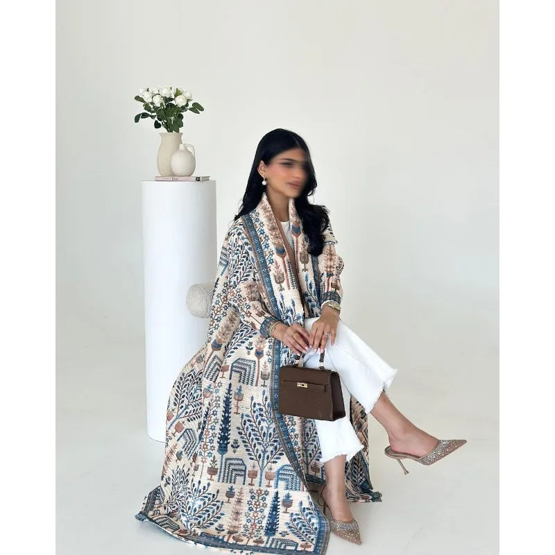 Trench Coat Printed Luxury Abaya