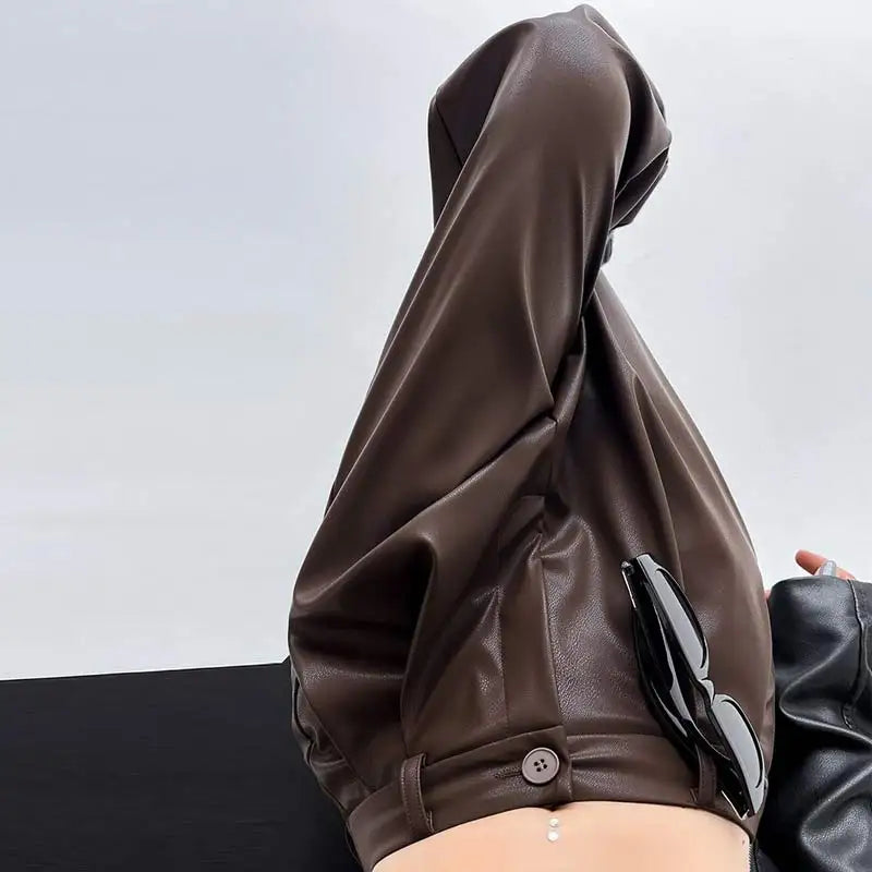 Pu Leather Loose wide leg Trousers