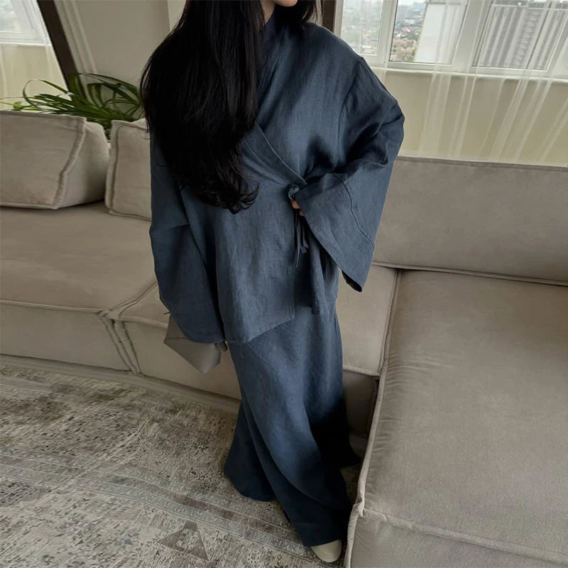 Loose Maxi Skirt Kimono Outfit