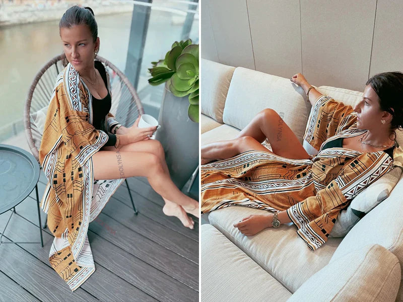 Bohemian Printed Kimono Dress