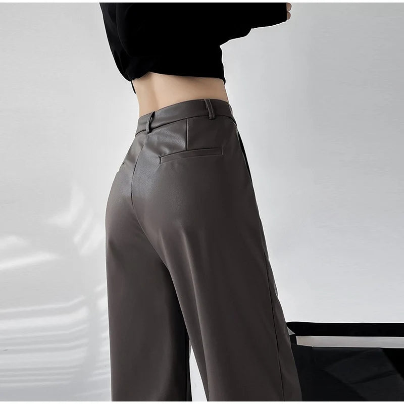 Pu Leather Loose wide leg Trousers