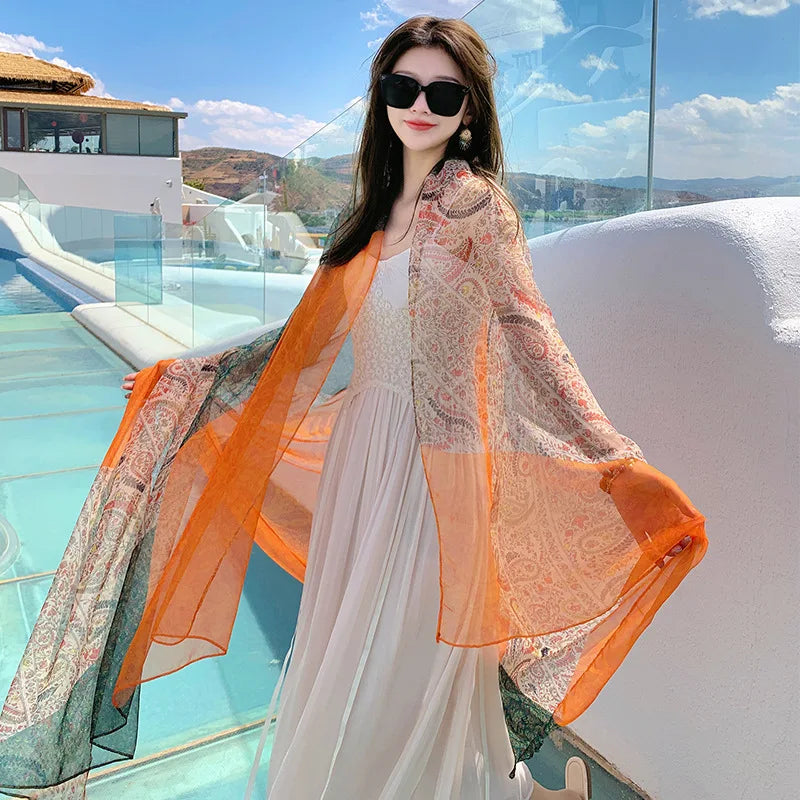 Thin Transparent Sunscreen Scarf Large Shawl Sarong