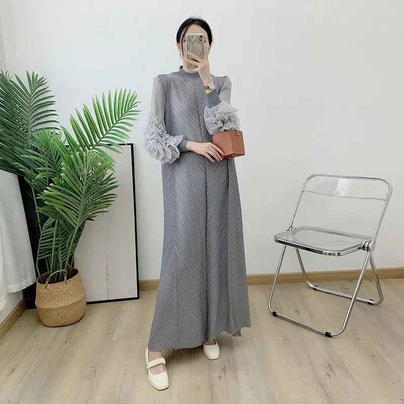 Maxi Dress Mesh Petal Sleeve