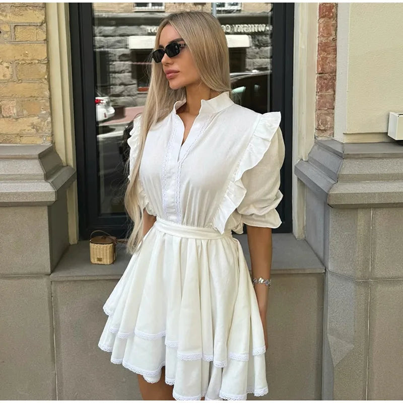 Ruffles short Sleeve Mini Dress