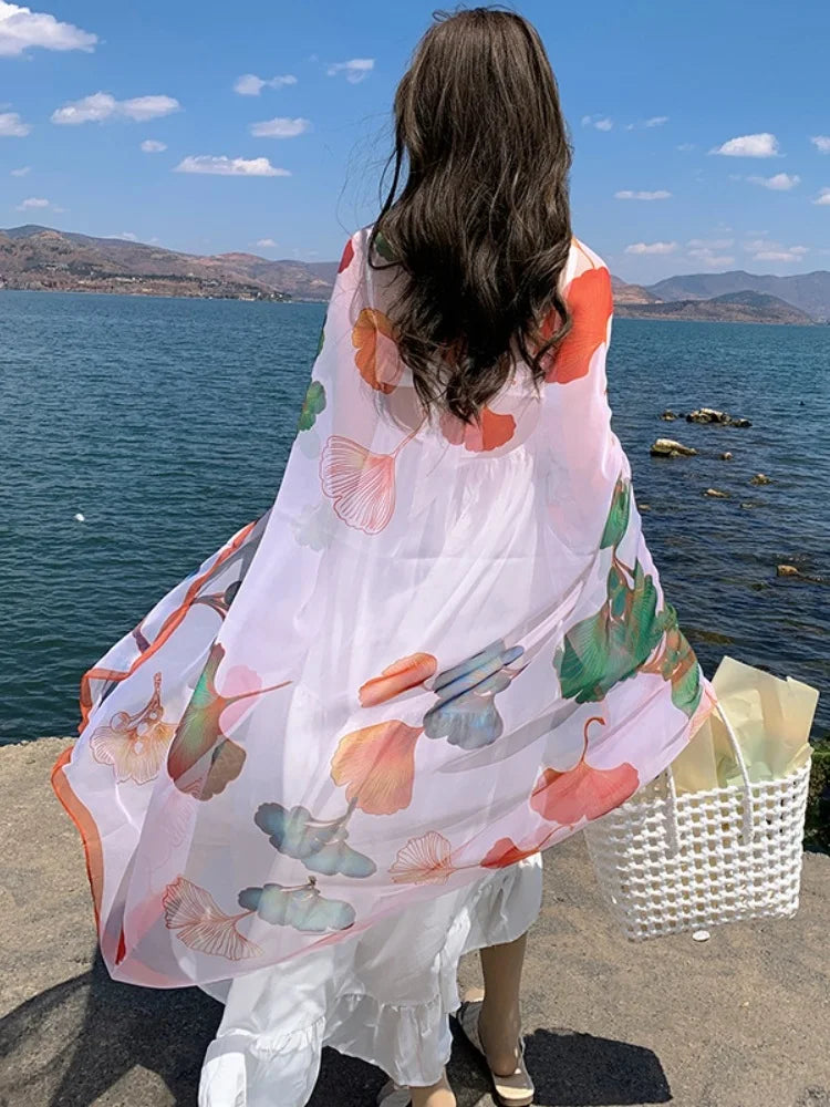 Thin Transparent Sunscreen Scarf Large Shawl Sarong