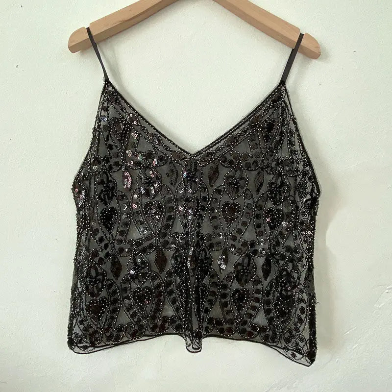 Sequins Short Loose Camisole Top