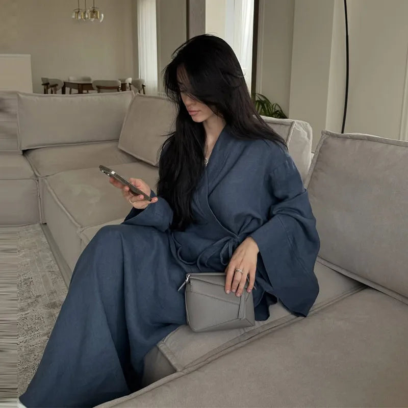Loose Maxi Skirt Kimono Outfit