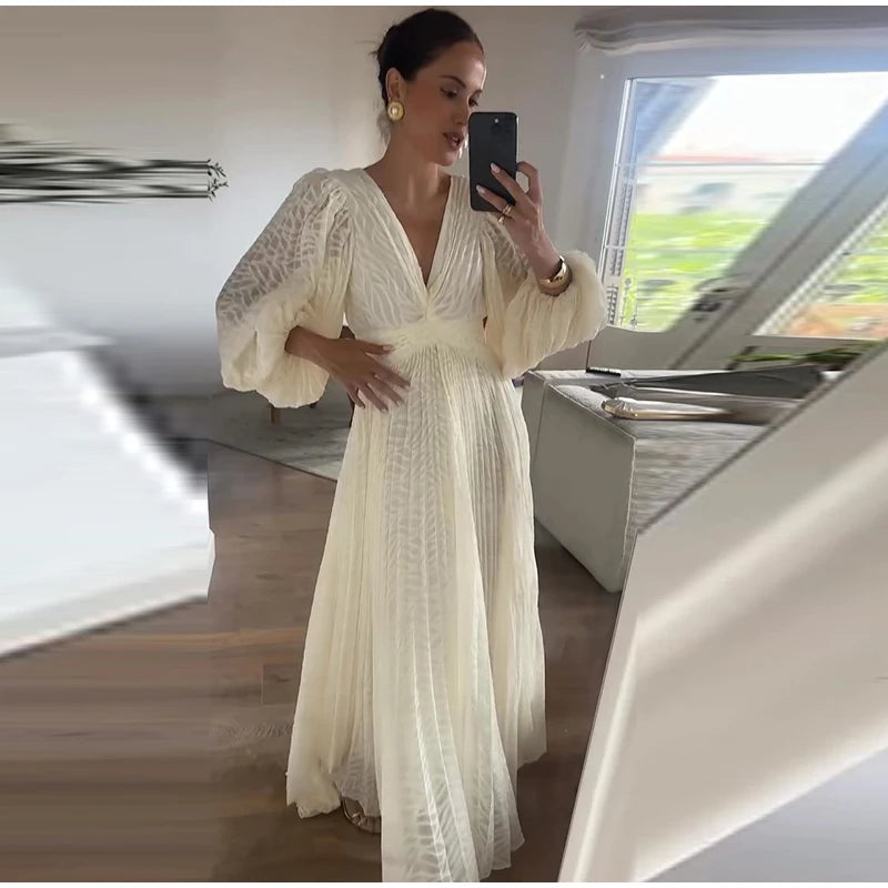 Pleated Long Dress