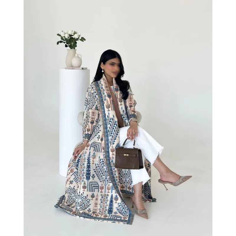Trench Coat Printed Luxury Abaya
