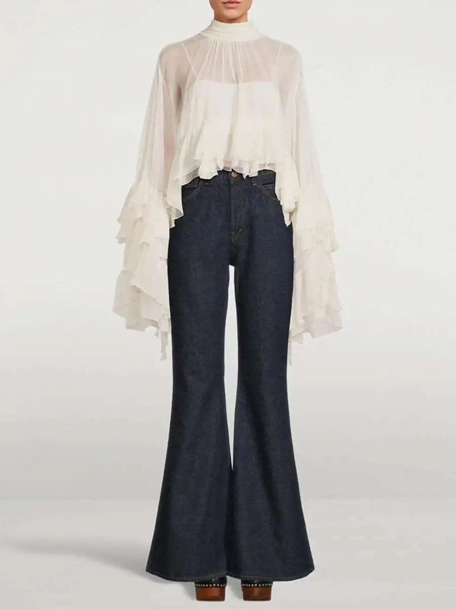 Ruffles Loose Blouses T Shirts