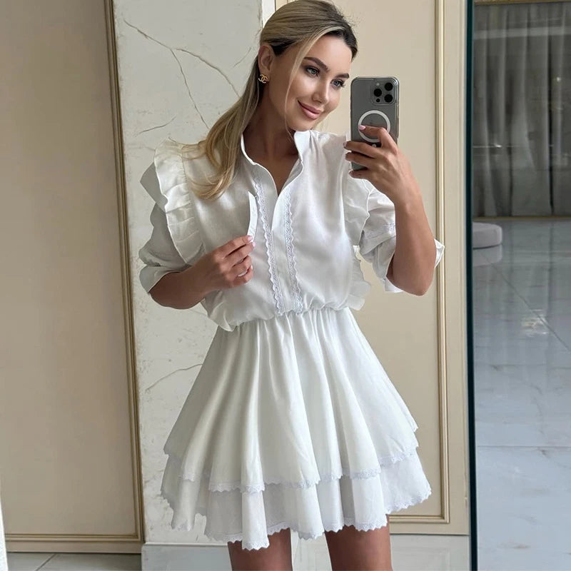 Ruffles short Sleeve Mini Dress