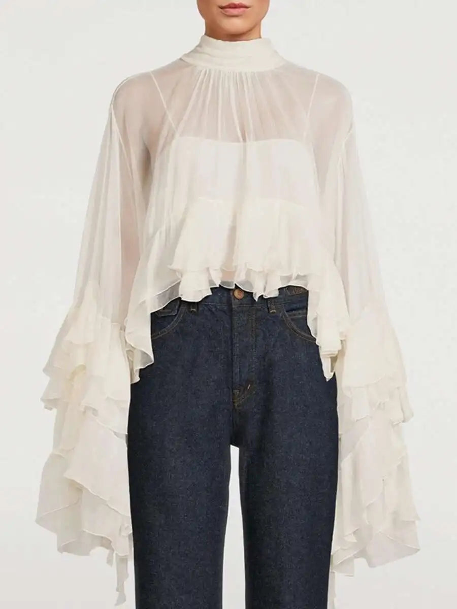Ruffles Loose Blouses T Shirts