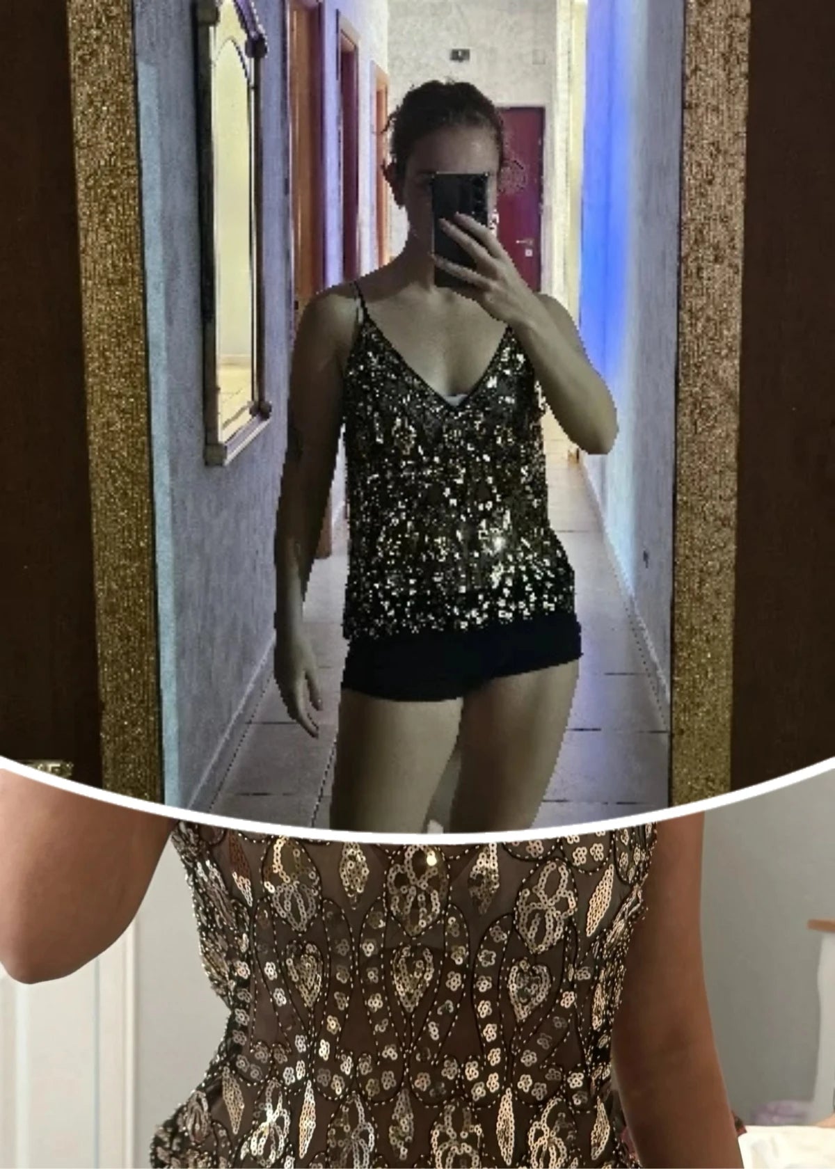 Sequins Short Loose Camisole Top