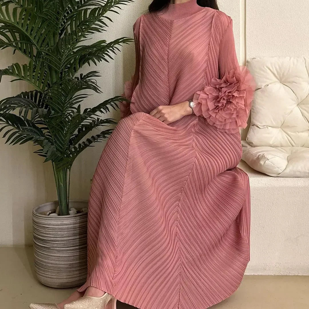 Maxi Dress Mesh Petal Sleeve