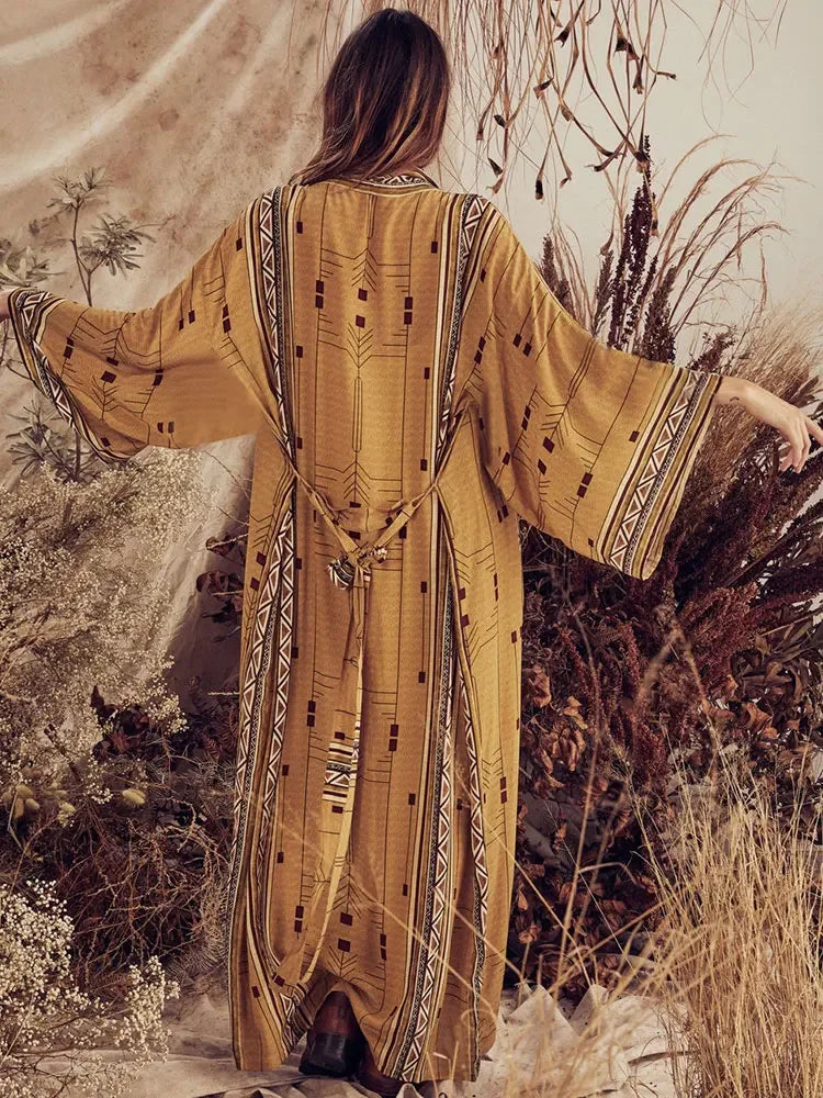 Bohemian Printed Kimono Dress