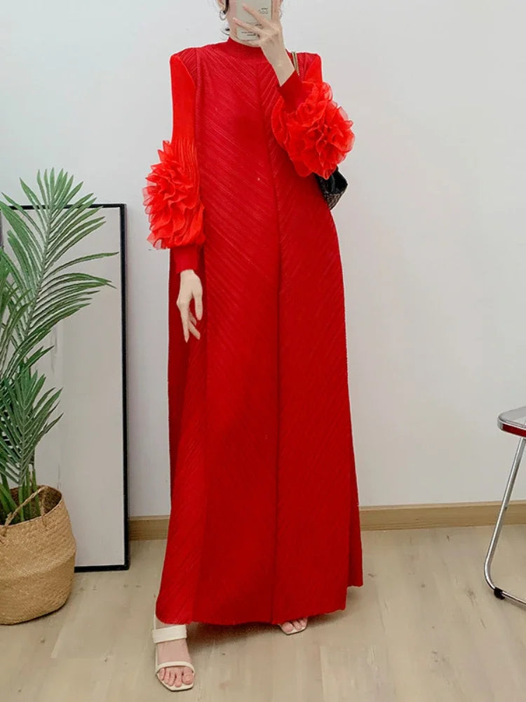 Maxi Dress Mesh Petal Sleeve