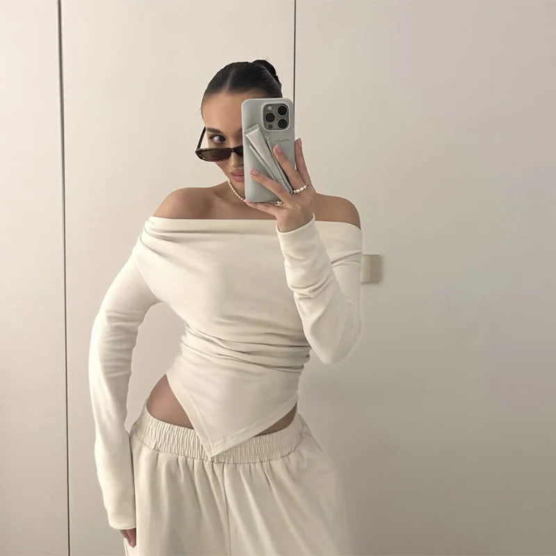 Tops Loose Elastic Wide Leg Pants Outfit