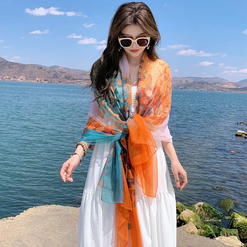 Thin Transparent Sunscreen Scarf Large Shawl Sarong