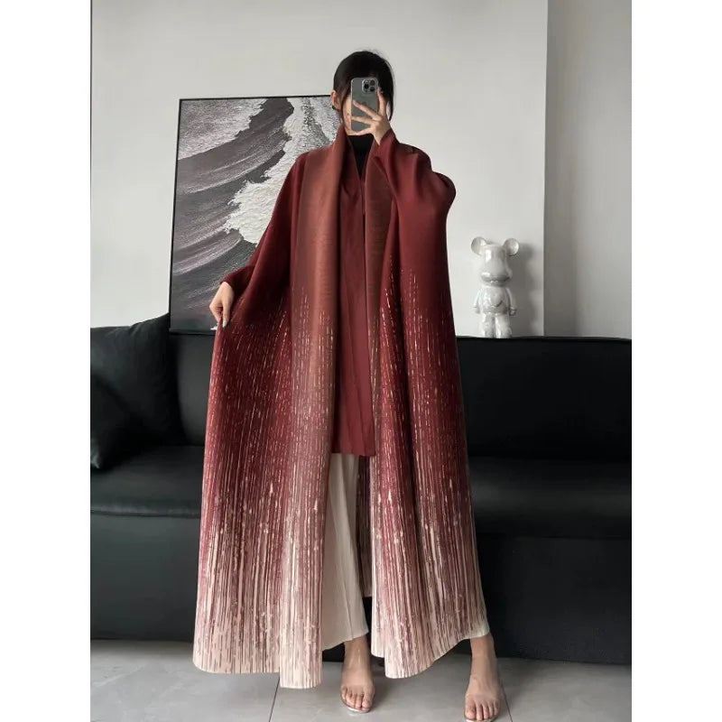 Pleated Loose Trench Coat Abaya
