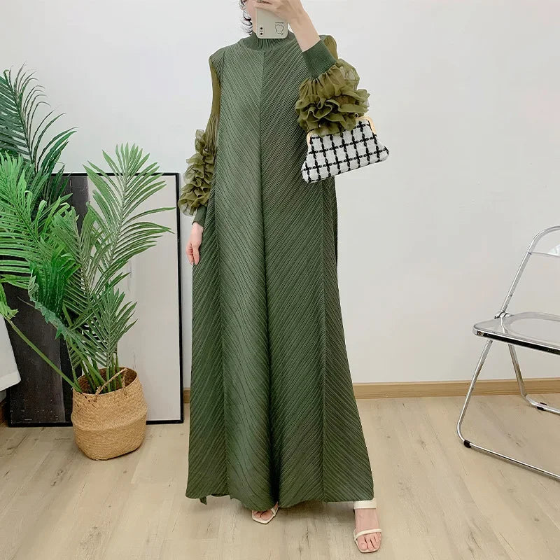 Maxi Dress Mesh Petal Sleeve