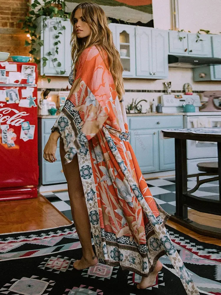 Bohemian Printed Kimono Dress